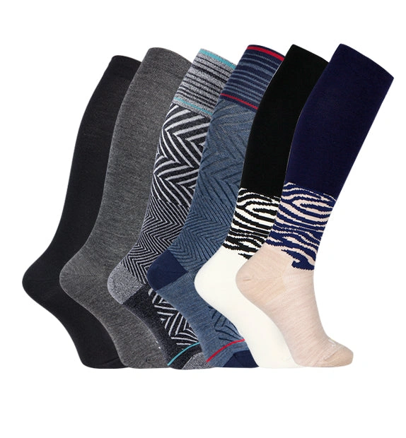Zebra Stripe Merino Wool Compression Socks: Comfort & Style. Get Your Six Pack!
